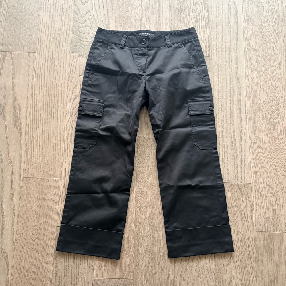 Theory Black Cropped Cargo Pants